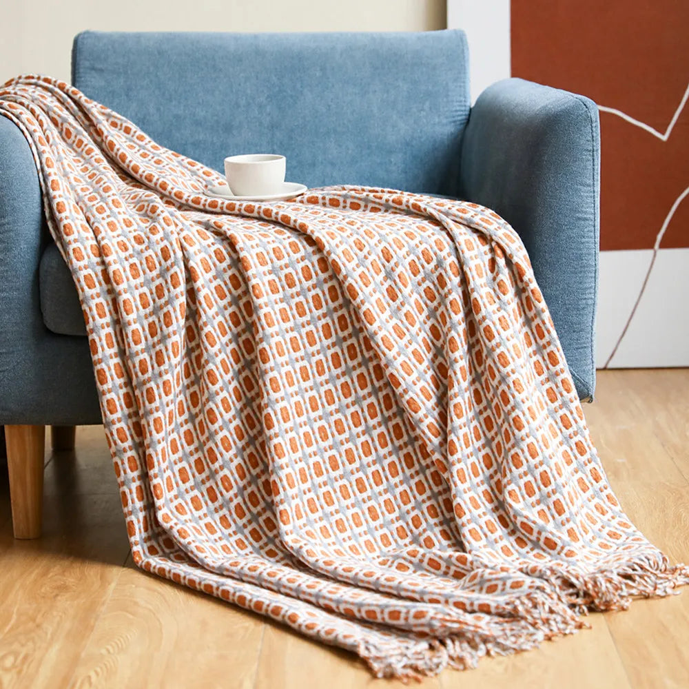 Nordic Checkered Knit Throw