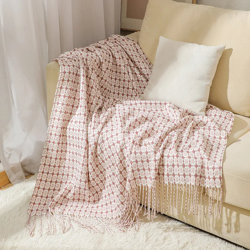 Nordic Checkered Knit Throw