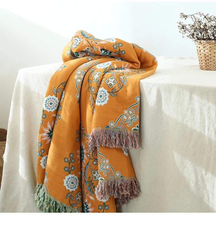 Floral Haven Tassel Throw