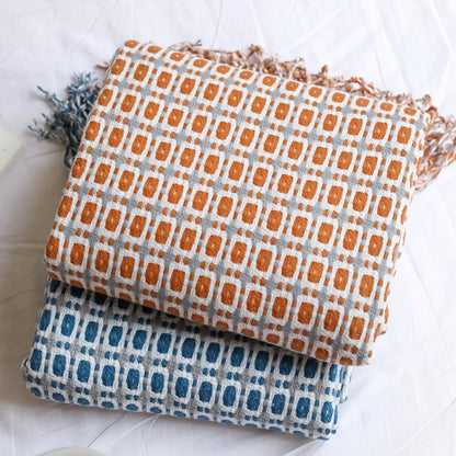 Nordic Checkered Knit Throw