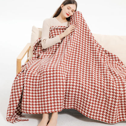 Nordic Checkered Knit Throw