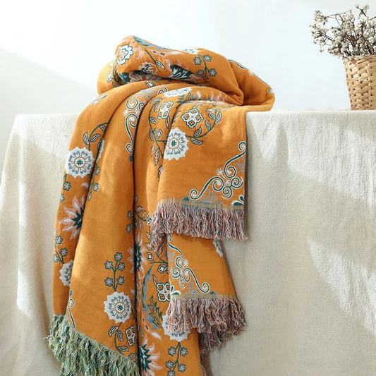Floral Haven Tassel Throw